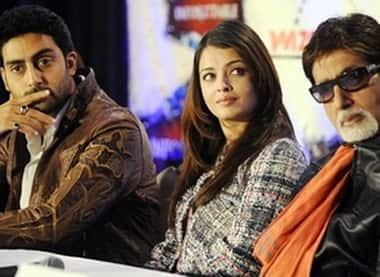 The Bachchans look on during a press conference for 'The Unforgettable Tour' in Toronto on July 17, 2008. 