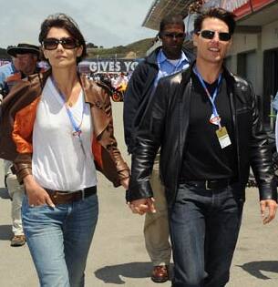 Tom Cruise with his wife Katie at a racing show in California.