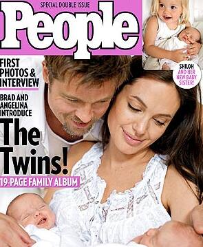 The most famous babies on the planet, Angelina-Brad Pitt's twins Vivienne Marcheline and Knox Leon on the cover of People magazine.