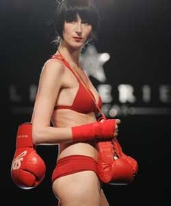 Model walks the runway during the American-International part of the Lingerie Americas New York fashion show in New York.