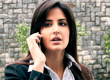 Salman on the other side? Katrina talks on the phone during her visit to Delhi.