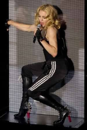 Madonna performs during a concert to celebrate the launch of her new album 