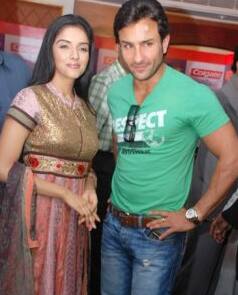 Saif Ali Khan and Asin spotted at a media event.