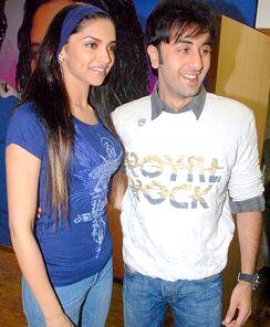 Golden couple: Deepika Padukone and Ranbir Kapoor spotted at a media event. 