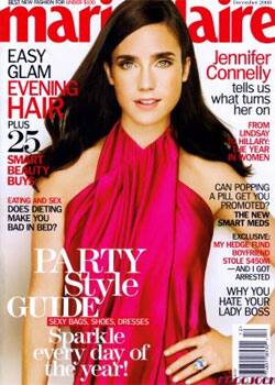 Jennifer Connelly goes red hot for the cover of US Marie Claire's December edition.