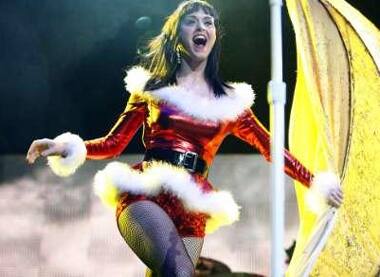 Sexy Santa: Musician Katy Perry performs at the ‘Jingle Ball Concert’ in California.