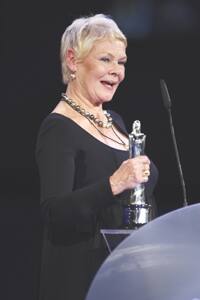 Britain's Dame Judi Dench receives Lifetime Achievement Award for ‘outstanding body of work’ during the European Film Award 2008 ceremony in Copenhagen.