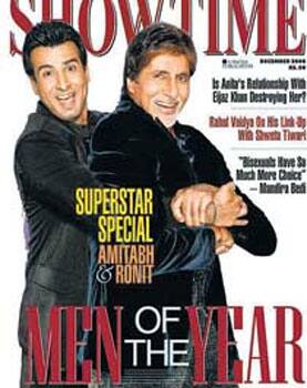 Men of the Year: Amitabh and Ronit Roy pose for 'Showtime' mag.