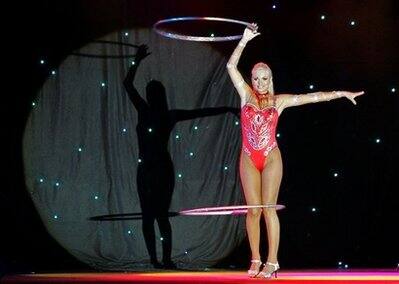 Miss World participant Kathrin Krahfuss from Austria is seen during a performance at a Miss World Talent Show in Johannesburg, South Africa