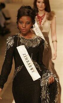 Miss Zimbabwe, Cynthia Muvirimi, is seen during the Miss World Fashion Show and Top Model competition in Soweto, South Africa