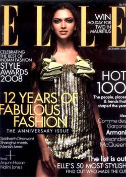 Sexy seductress Deepika Padukone is the cover girl for 'Elle' mag's December issue.