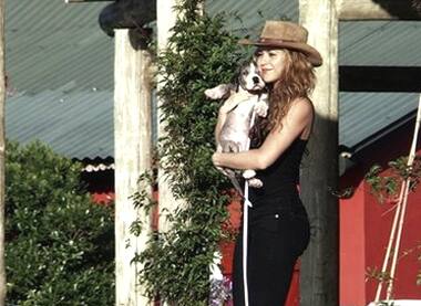 Shakira holds a pet at her farm 'La Colorada' in Jose Ignacio.