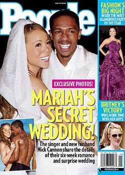 Mariah Carey and Nick Cannon make a public declaration of their 'secret' wedding as they pose for 'People' mag. 