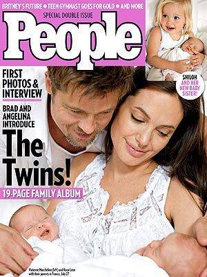 Brangelina introduced their new born twins to the world on the cover of People mag.