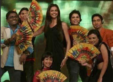 Deepika Padukone poses for a picture with the contestants of 'Indian Idol' in Mumbai.