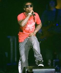 Rapper Lil' Wayne appears on stage at The Air Canada Centre in Toronto.