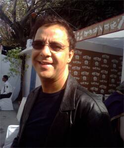 Director Vidhu Vinod Chopra arrives to participate in the literary festival.