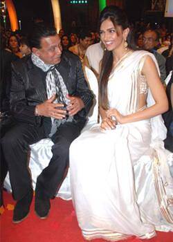 Mithun Chakraborty and Deepika Padukone attenda a media event held in Mumbai.