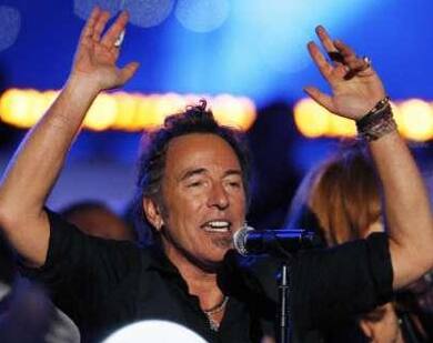 Bruce Springsteen at the the halftime show of the NFL's Super Bowl in Florida.