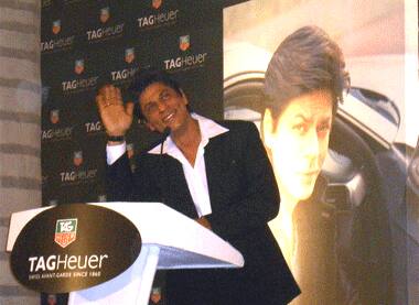 Shah Rukh interacts with the audience at a Tag Heuer media event in New Delhi.