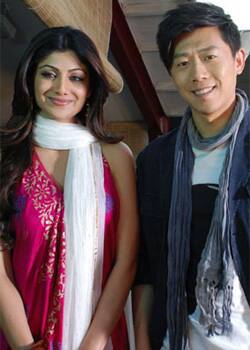 Shilpa Shetty and Chinese actor Xia Yu on the sets of their upcoming flick 'Desire'.