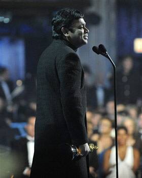 A.R. Rahman accepts the Oscar for best original song 