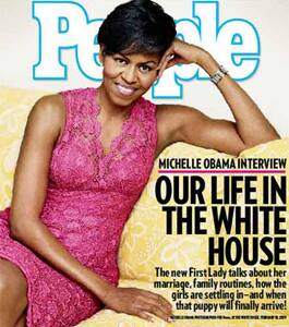 Above the crowd: Michelle Obama on the cover of latest 'People' mag issue.