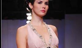 Jacqueline displays a creation by designer Amit GT during Wills Lifestyle India Fashion Week.