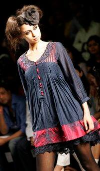 A model presents a creation by Kavita Bhartia during the Wills Lifestyle India Fashion Week, Autumn/Winter collection 2009 