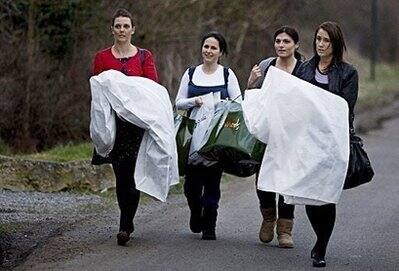 Jade Goody's bridesmaids arrive at her home in Upshire, Essex in February 2009. the cancer-stricken TV star is expected on Monday to undergo an operation at a London hospital to help relieve her 