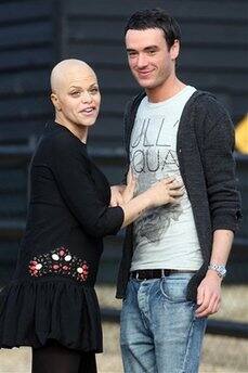 Jade Goody and Jack Tweed are seen on the drive way of her home in Upshire, Feb. 21, 2009. The spokesman for reality television star Jade Goody says she will have surgery on Sunday, March 1, 2009 or M