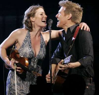 Bryan Adams and Kathleen Edwards perform during the Juno Awards in Vancouver.