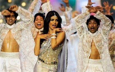 Bollywood actor Priyanka Chopra, centre, performs at the Femina Miss India 2009 contest in Mumbai, India.