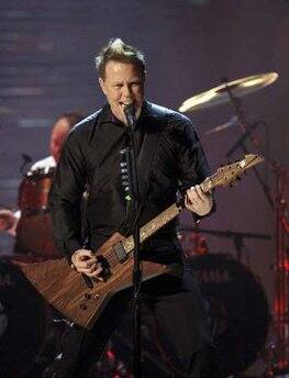 Metallica lead singer James Hatfield performs at the Rock and Roll Hall of Fame 2009 induction ceremonies in Cleveland, Ohio April 4, 2009.