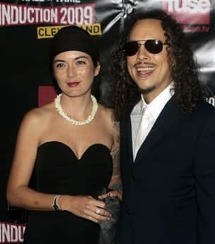 Metallica's Kirk Hammett and Lani Hammett arrive on the red carpet for the 2009 Rock and Roll Hall of Fame Induction Ceremony Saturday, April 4, 2009 in Cleveland