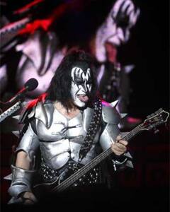 Musical devilry: Kiss' bass player Gene Simmons performs at the Parque Simon Bolivar in Bogota.