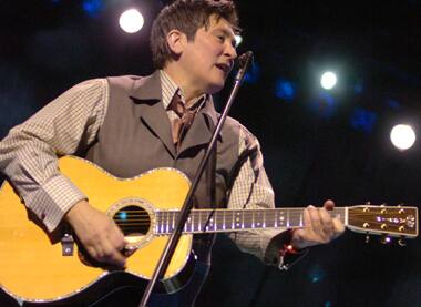 Singer kd lang sings the Neil Young song 'Helpless' during her concert in Newfoundland.