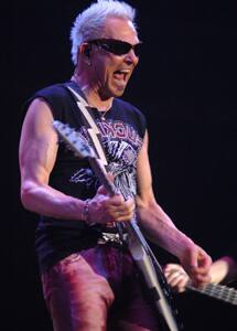 Stinging strings: Rudolf Schenker of German rock band Scorpions performs during their concert in Budapest.