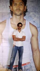 Inner man? Hrithik Roshan promotes an innerwear in Mumbai.