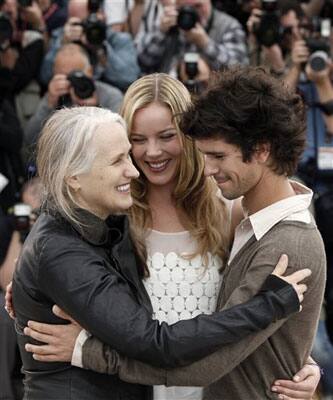 New Zealand director Jane Campion, Australian actress Abbie Cornish and British actor Ben Whishaw during a photocall for the film 'Bright Star' during the 62nd International film festival in Cannes