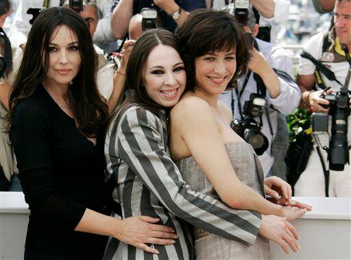 Italian actress Monica Bellucci, left, French director Marina de Van, center, and French actress Sophie Marceau, pose during a photo call for the film 'Ne te retourne pas' (Don't Look Back), during th