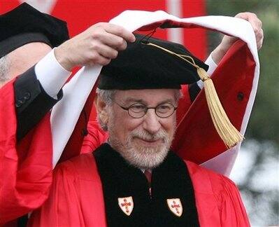 Director Steven Spielberg is awarded an honorary degree from Boston University in Boston. 