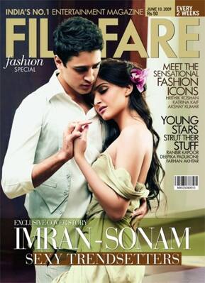 Imran and Sonam make a cute pair on the cover of Filmfare magazine's June issue.