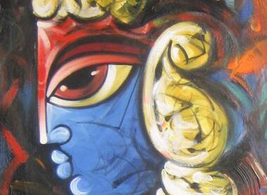 Sachindra Nath Jha's 'Prabhu' acrylic on canvas.