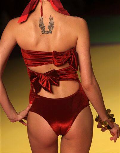 A model wears a design from the Spring-Summer 2009 collection of Brazil's designer Salinas during Rio Fashion Week in Rio de Janeiro