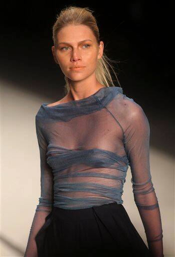 A model wears a design from the Spring-Summer 2009 collection by Mara Mac, during the Rio Fashion Week in Rio de Janeiro