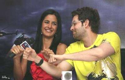 Neil Nitin Mukesh and Katrina Kaif at a news conference to promote their movie 'New York'.