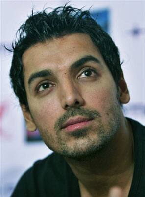 Bollywood actor John Abraham looks on during a promotional event for his upcoming movie 