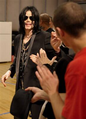 In this May 6, 2009 image released courtesy of Michael Jackson, pop star Michael Jackson is shown in Los Angeles during rehearsals for his upcoming concert in London.