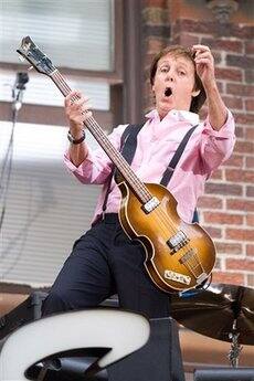 Paul McCartney performs atop the Ed Sullivan Theater marquee. 